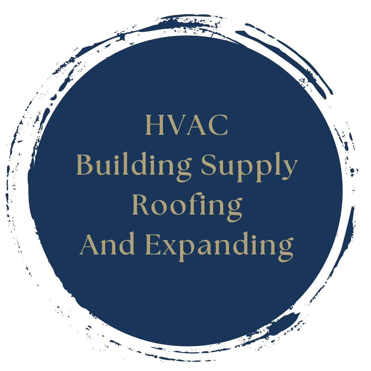 a blue circle with the words hvacc building supply roofing and expanding.