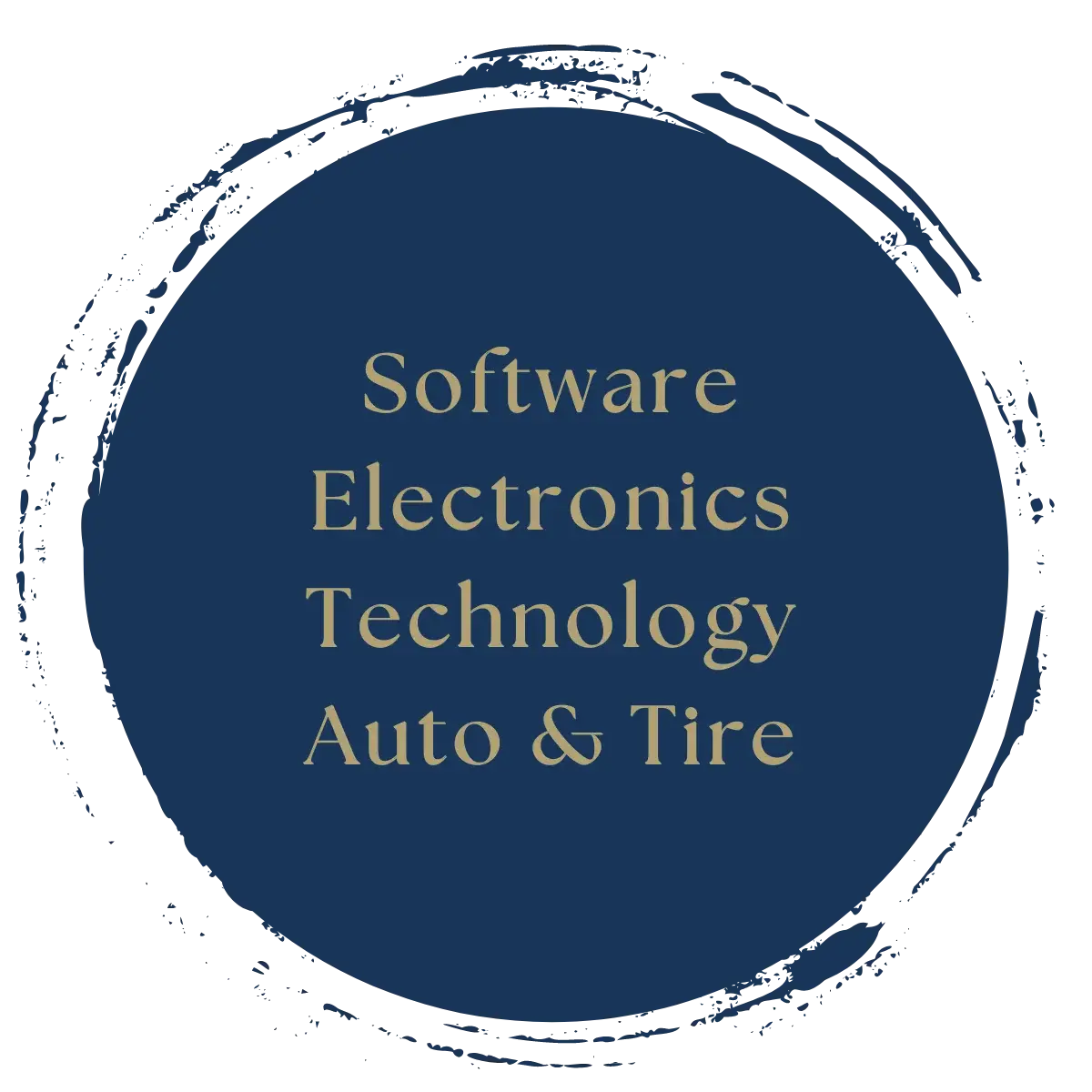 a blue circle with the words software electronics technology auto & tire.